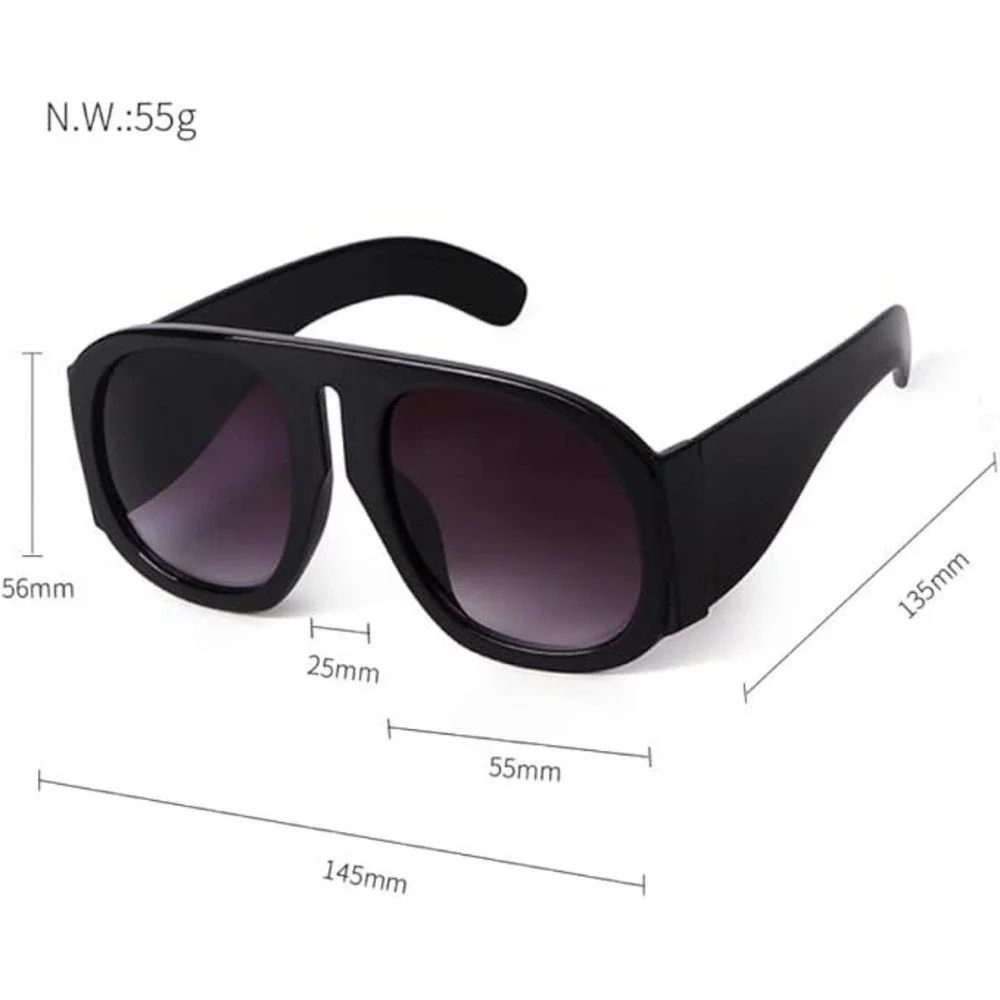 Oversized Square‎ Sunglasses Women Men Black Gradient Purple Lens Fashion Shades